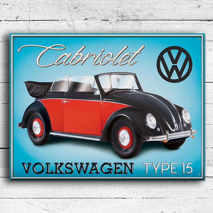 VW Beetle Cabriolet Metal Sign